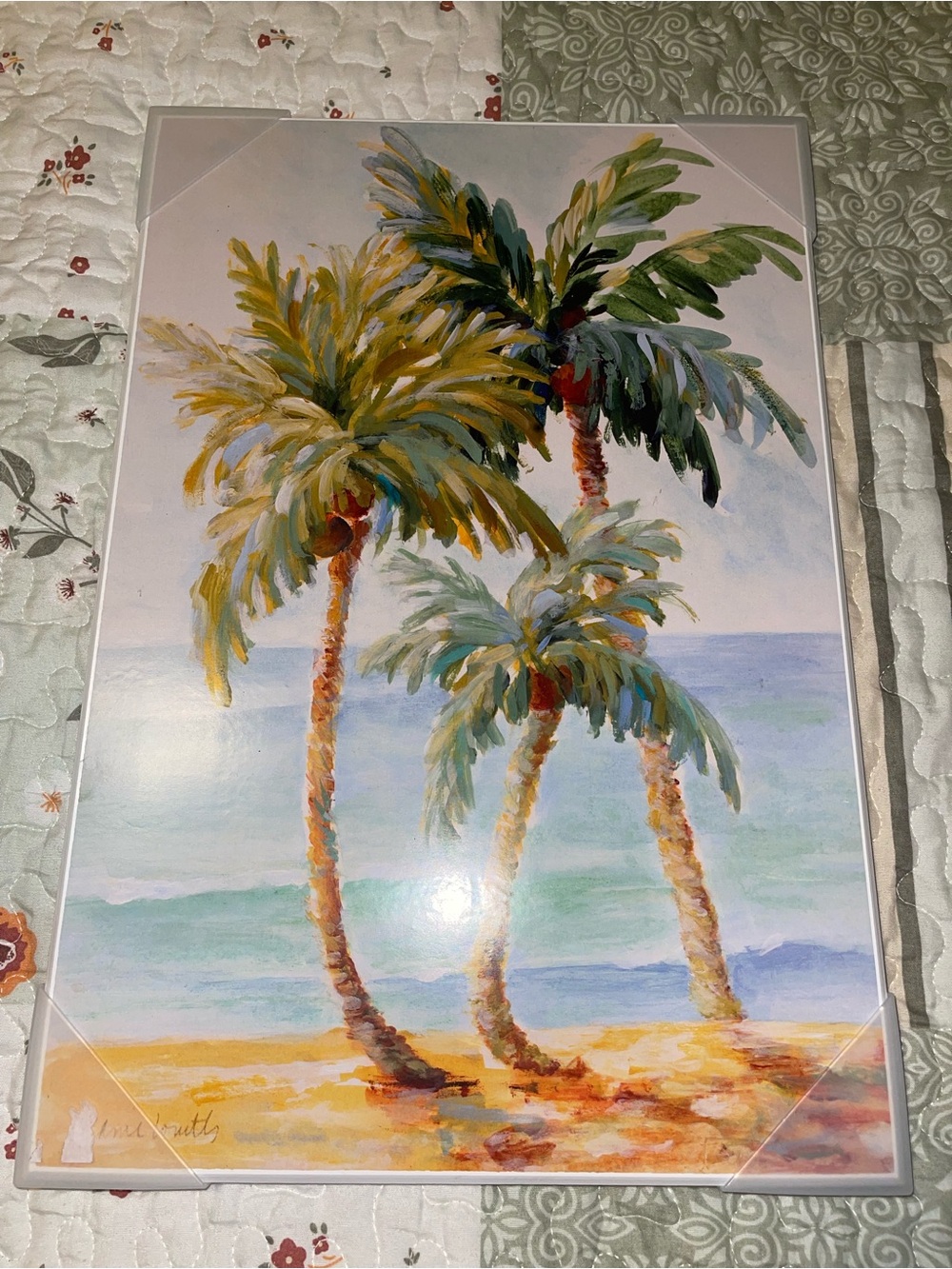 Spell Tropical Palm Trees on Beach Wall Art